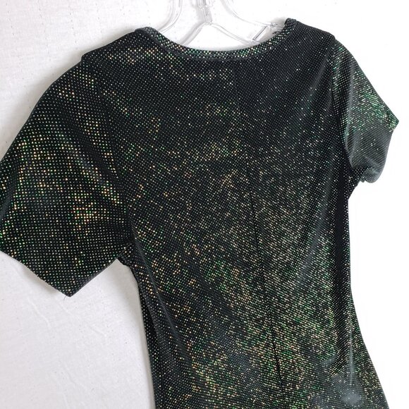 REFORMATION Glitter Mini Dress Shimmer Short Sleeve Fitted size XS Stretch - Picture 4 of 11